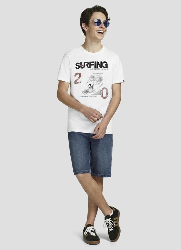 Camiseta Juvenil Masculina Meia Malha Branco