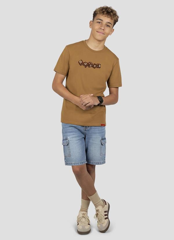 Camiseta Juvenil Oversized Meia Malha Marrom