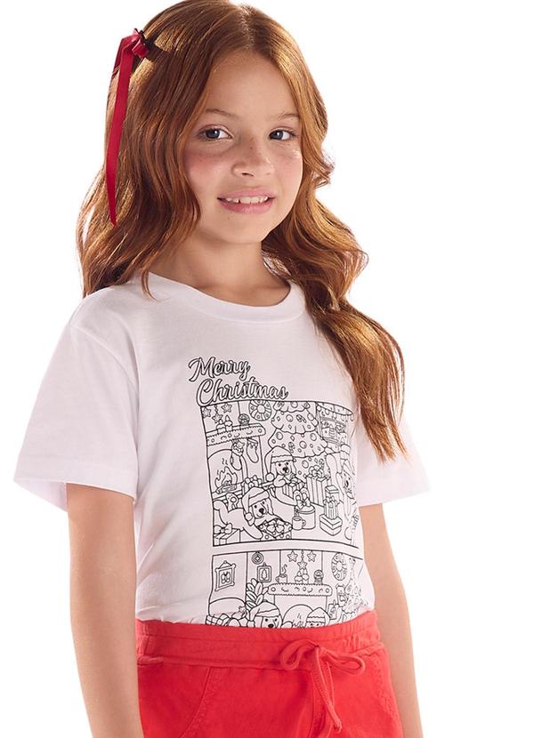 Camiseta Kit Canetinhas Pintar Branco