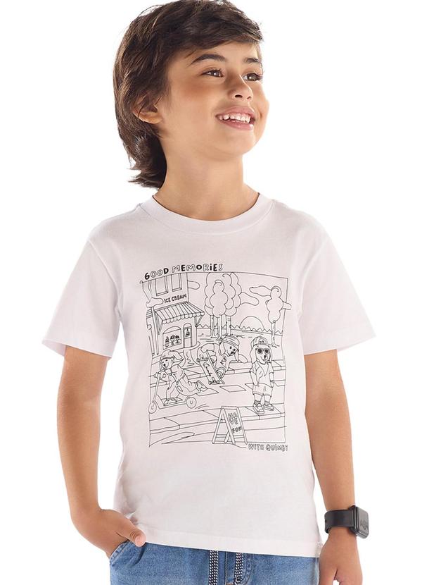Camiseta Kit Canetinhas Pintar Branco