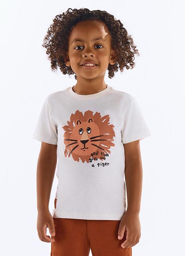 Camiseta Leão Algodão Infantil Bege