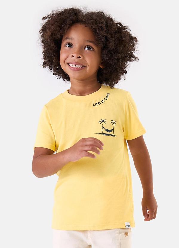 Camiseta Life Is Good em Malha Amarelo