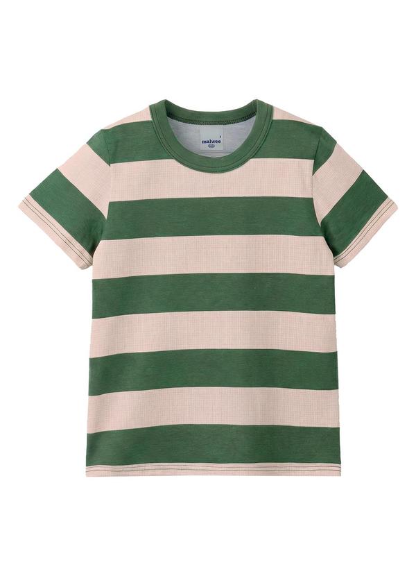 Camiseta Listrada em Malha Verde Menta