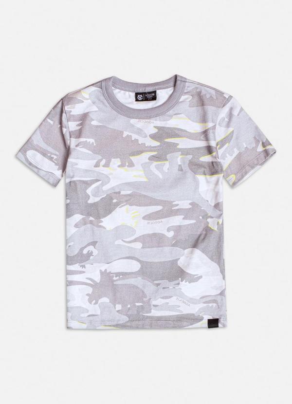 Camiseta Manga Curta Camuflada Cinza