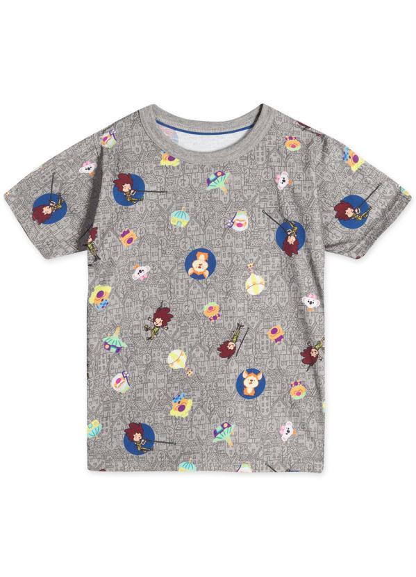 Camiseta Manga Curta Infantil Unissex Cinza