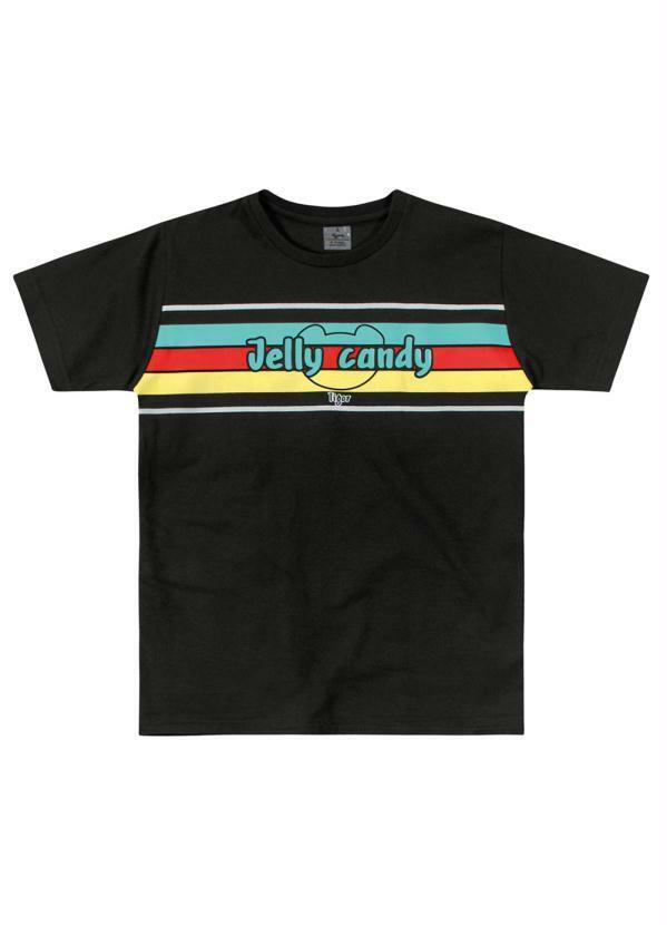 Camiseta Manga Curta Malha Menino Preto