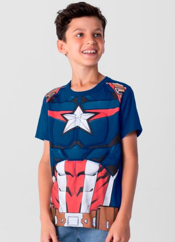 Vista 2 Camiseta Marvel Avengers Infantil Menino Azul Brandili Brandili