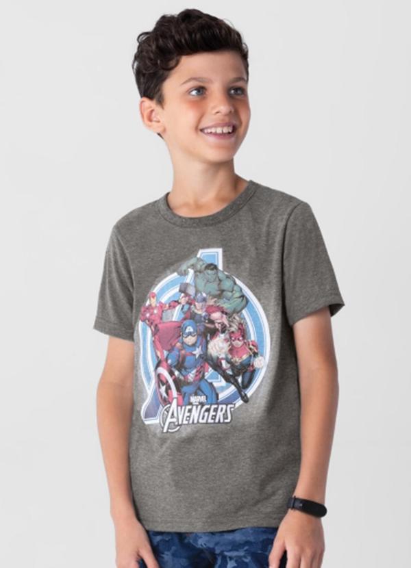 Vista 2 Camiseta Marvel Avengers Infantil Menino Cinza Brandili Brandili