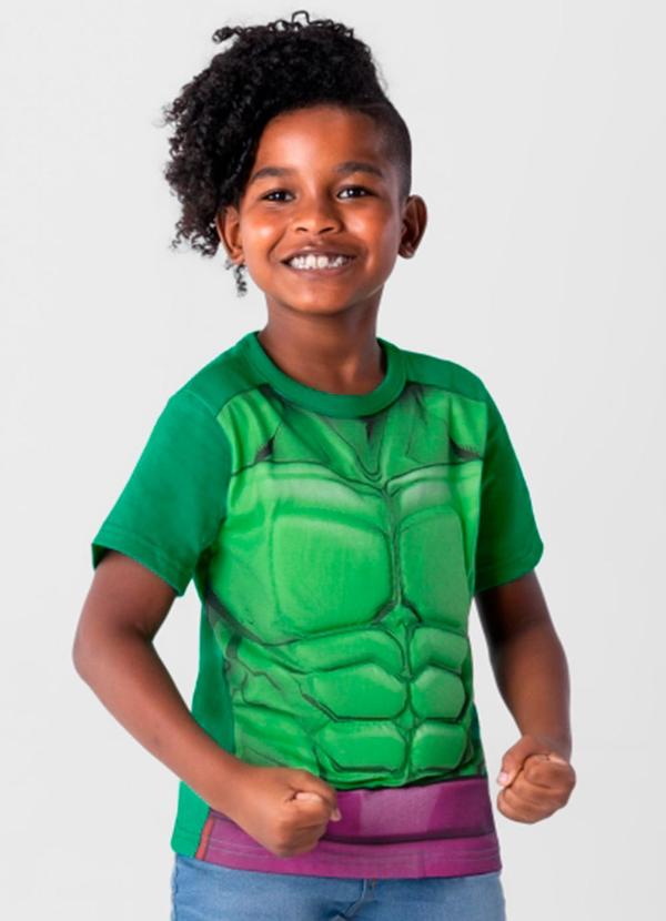 Vista 2 Camiseta Marvel Avengers Infantil Menino Verde Brandili Brandili