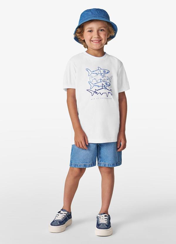 Vista 2 Camiseta Masculina em Meia Malha Branco JUST BASIC JUST BASIC