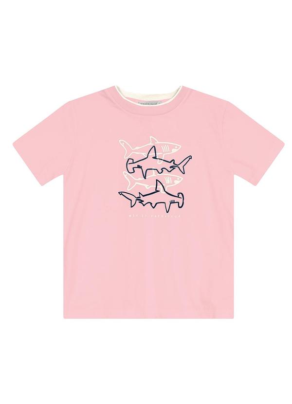 Vista 2 Camiseta Masculina em Meia Malha Rosa Diametro Diametro