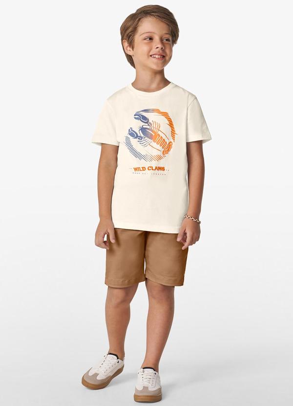 Camiseta Masculina Estampada Bege