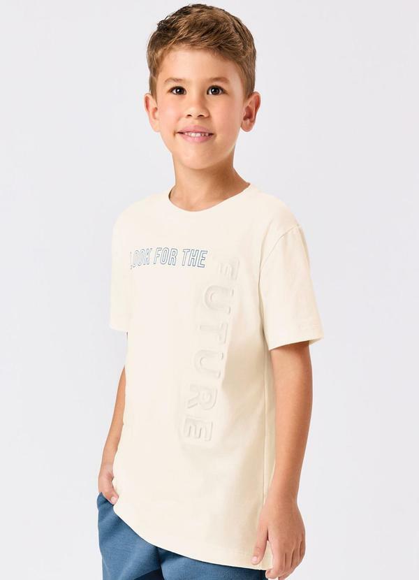 Camiseta Masculina Infantil com Estampa Bege