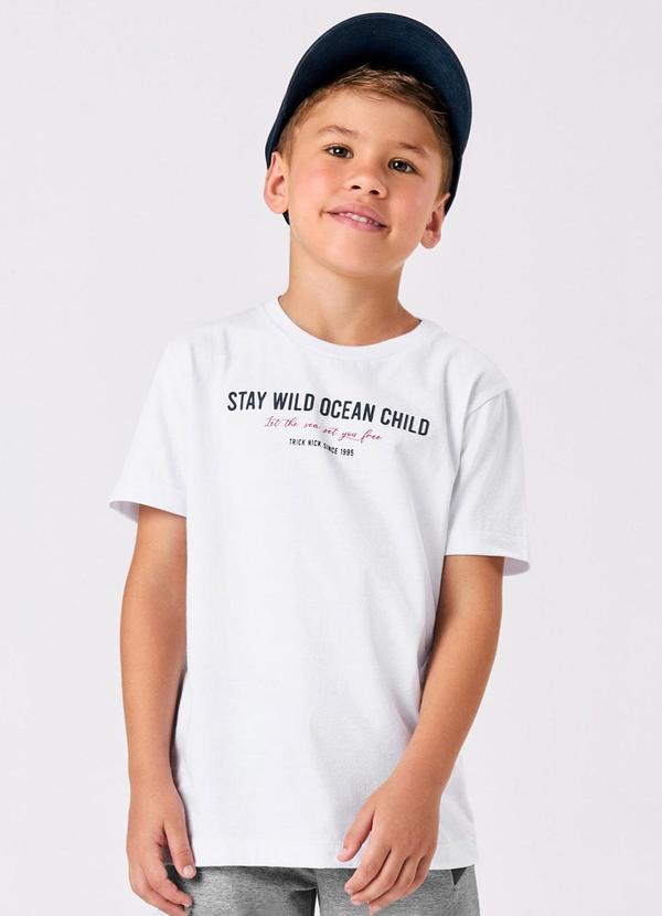 Camiseta Masculina Infantil com Estampa Branco