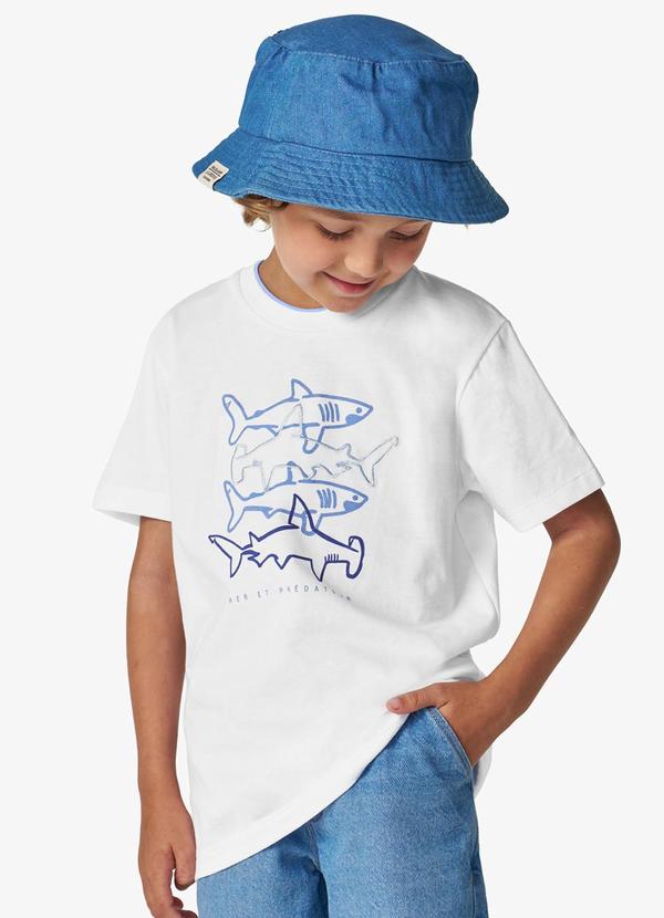 Camiseta Masculina Infantil com Estampa Branco