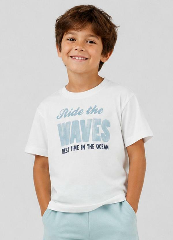 Camiseta Masculina Infantil com Estampa Branco