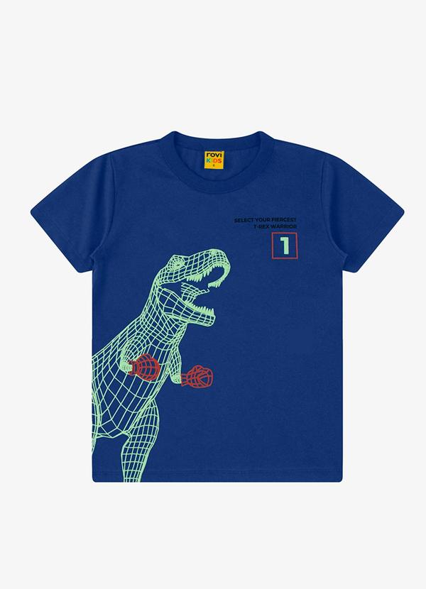 Vista 2 Camiseta Masculina Meia Malha Azul Diametro Diametro