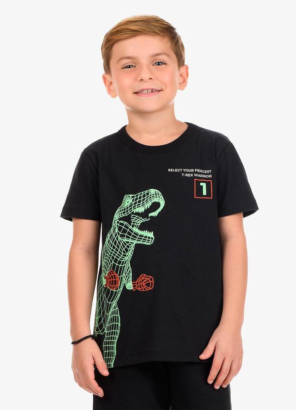 Vista 2 Camiseta Masculina Meia Malha Preto Diametro Diametro