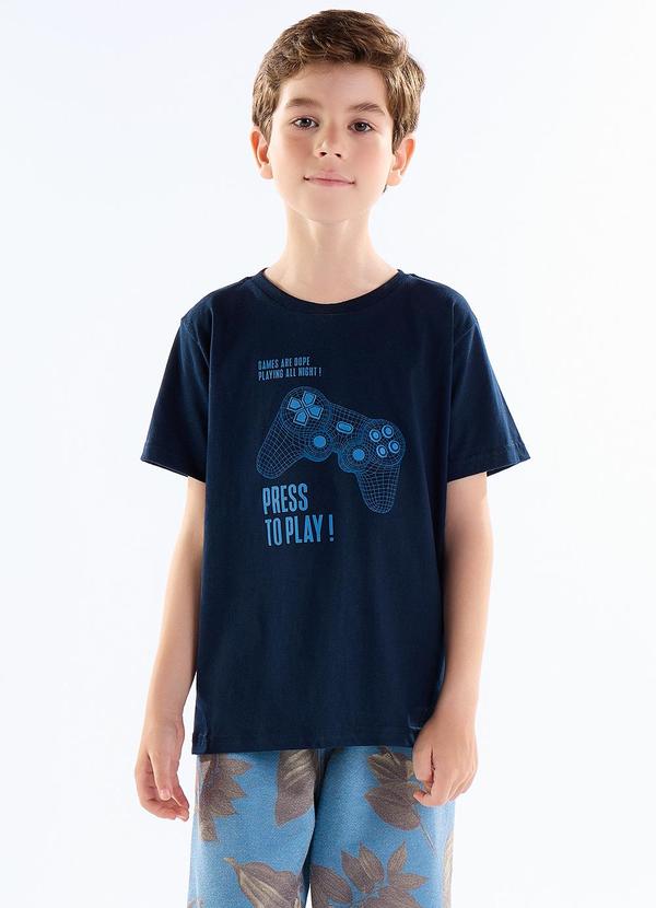 Camiseta Meia Malha Azul