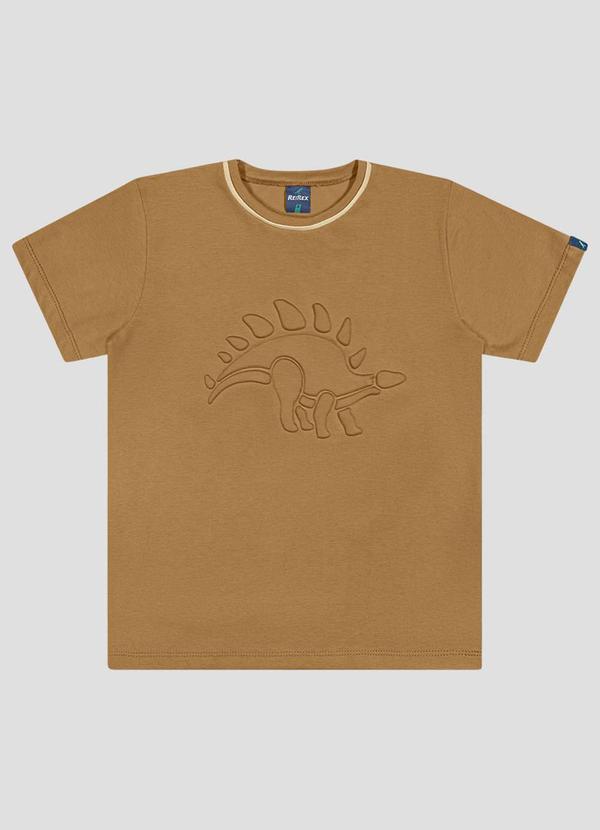 Camiseta Meia Malha com Estampa Embossing Marrom