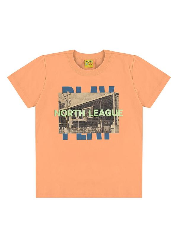 Vista 2 Camiseta Meia Malha Infantil Laranja Rovi Kids Rovi Kids