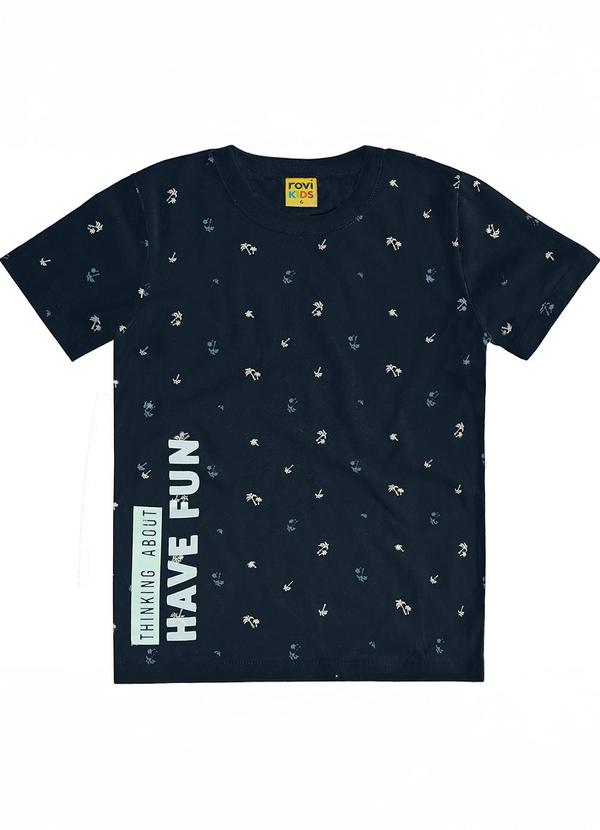 Vista 2 Camiseta Meia Malha Infantil Masculina Azul Rovi Kids Rovi Kids