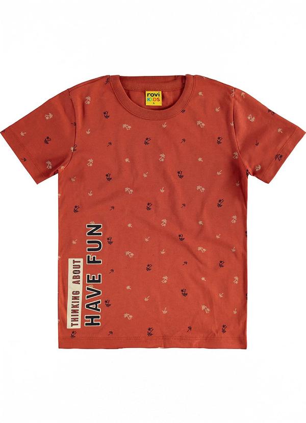 Vista 2 Camiseta Meia Malha Infantil Masculina Laranja Rovi Kids Rovi Kids
