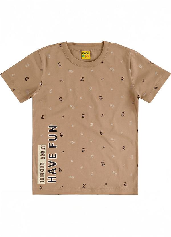 Vista 2 Camiseta Meia Malha Infantil Masculina Marrom Rovi Kids Rovi Kids