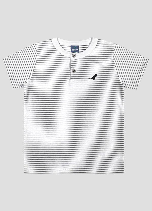 Camiseta Meia Malha Trabalhada Listrada Branco
