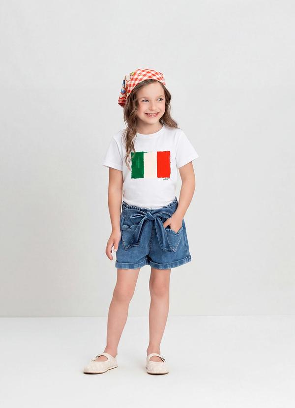 Camiseta Infantil com Bandeira Itália Branco