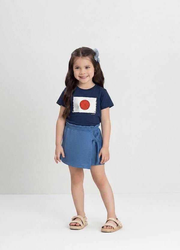 Camiseta Infantil com Bandeira Japão Azul