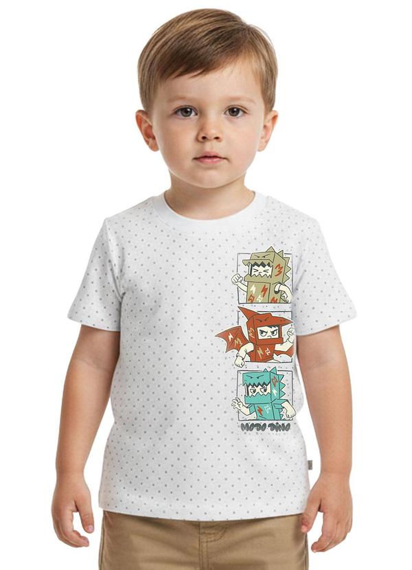 Camiseta Menino Dino em Botonê Branco