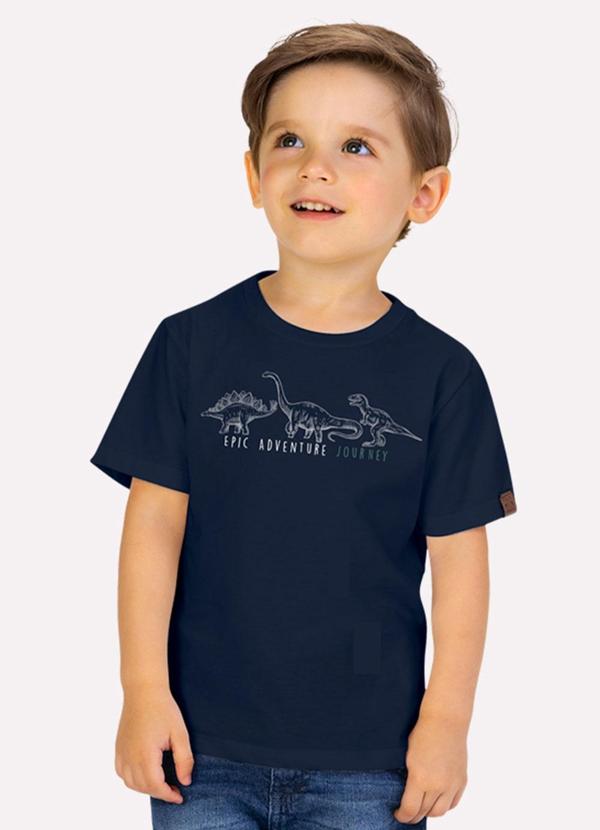 Vista 2 Camiseta Menino Dinossauros Azul Marinho Milon Milon