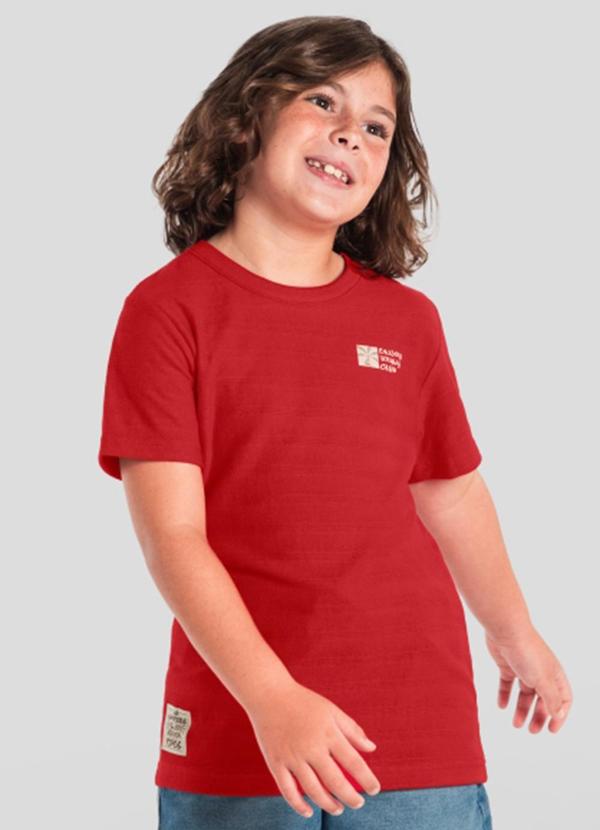 Camiseta Menino em Malha Texturizada Vermelho