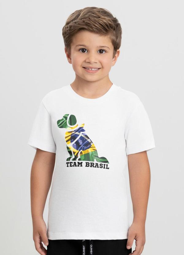 Camiseta Infantil em Meia Malha Brasil Branco