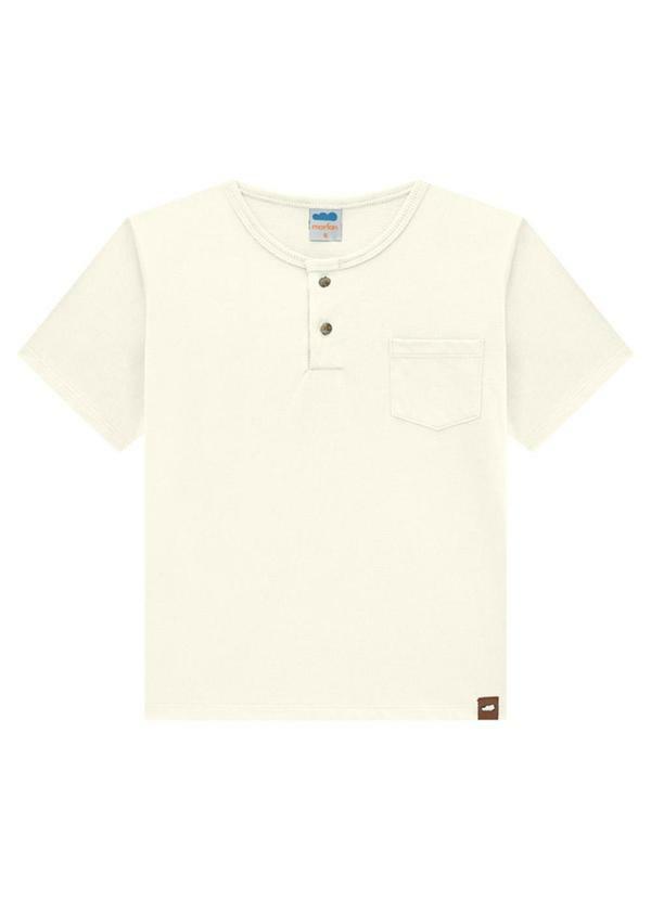 Vista 2 Camiseta Menino em Meia Malha Penteada Bege Marlan Marlan
