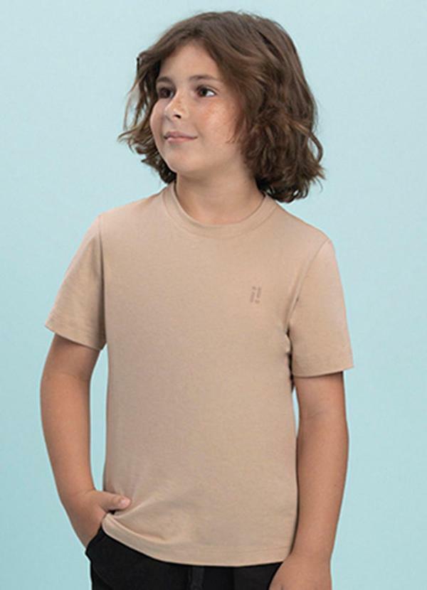 Vista 2 Camiseta Menino em Meia Malha Penteada Marrom Ioluig Ioluig