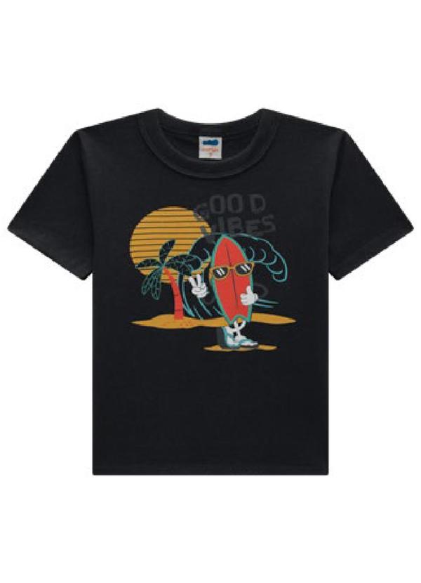 Vista 2 Camiseta Menino em Meia Malha Preto Marlan Marlan