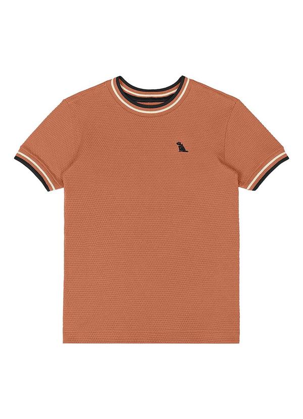Camiseta Menino Malha Colmeia Marrom