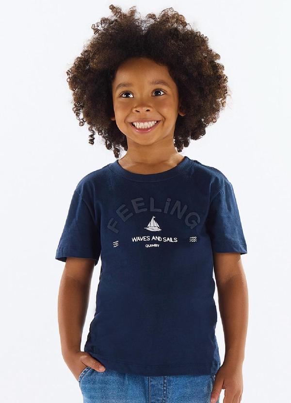 Vista 2 Camiseta Menino Meia Malha Azul Quimby Quimby