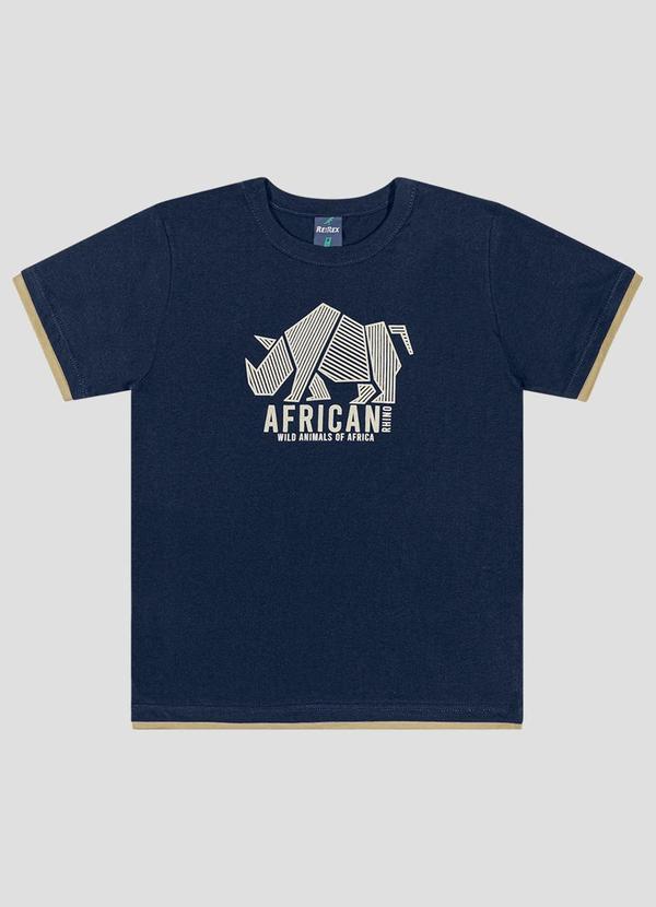 Camiseta Menino Meia Malha Estampada Azul