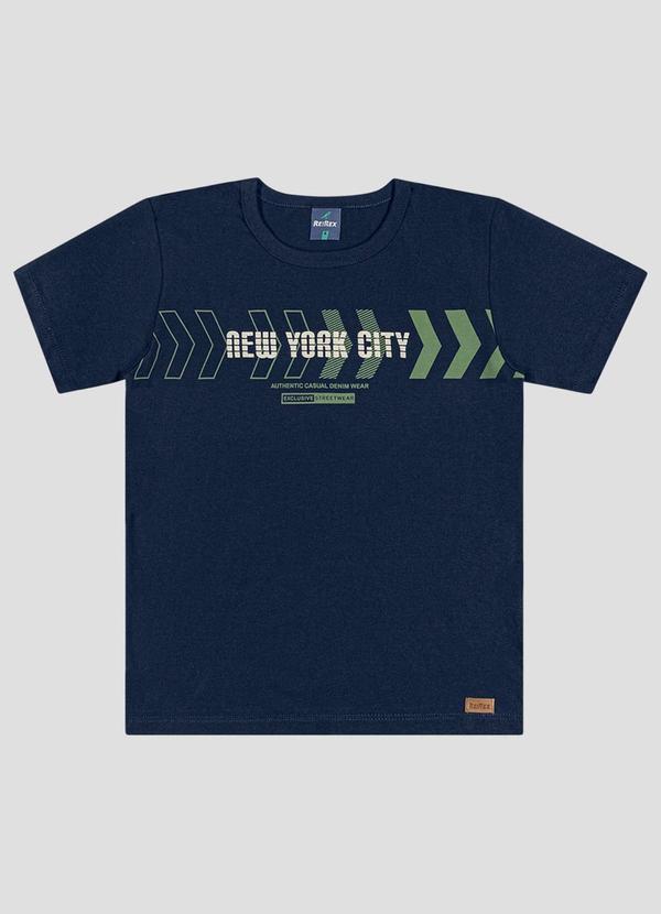 Camiseta Menino Meia Malha Estampada Azul