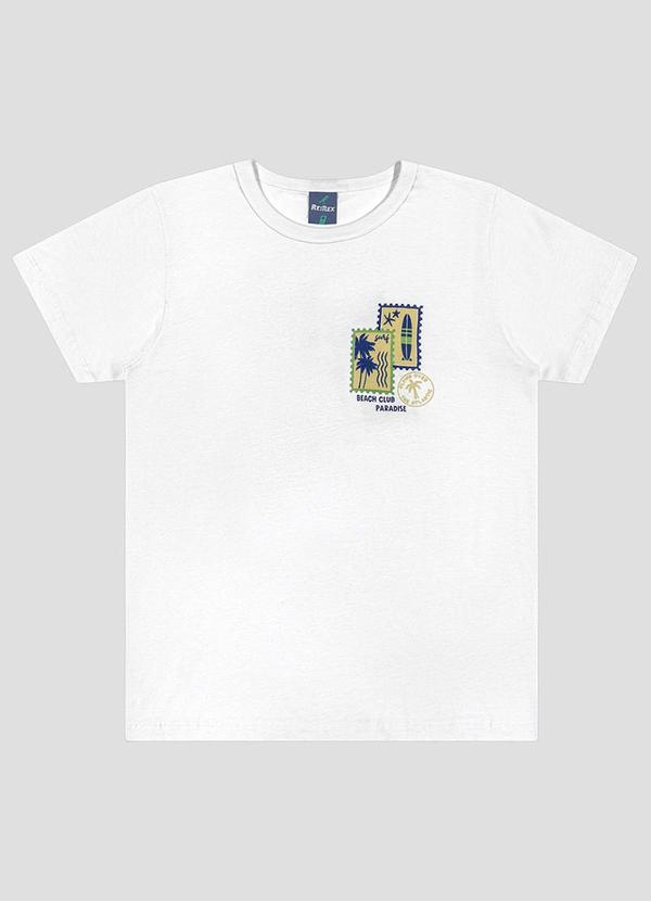 Camiseta Menino Meia Malha Estampada Branco