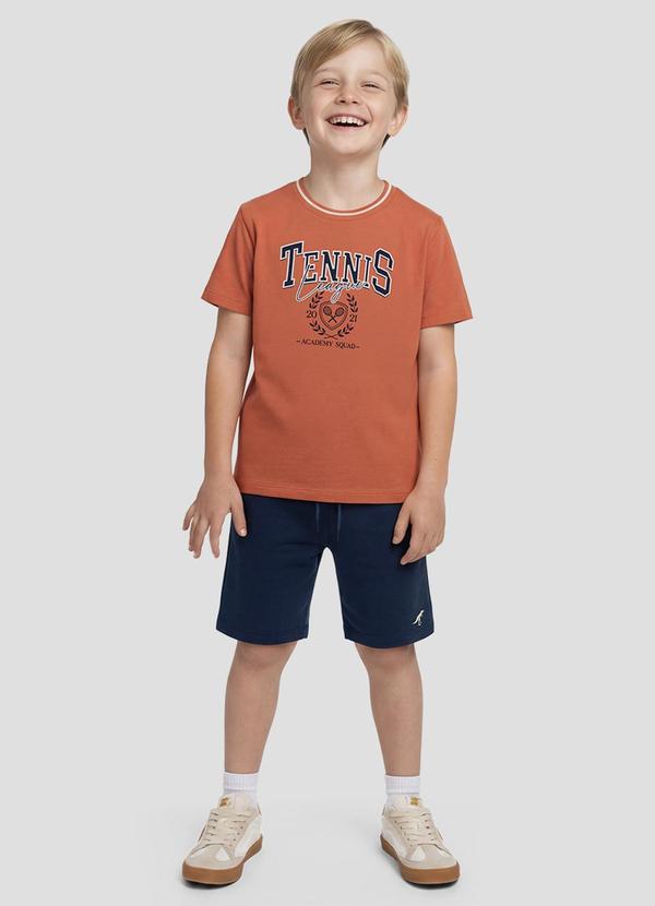 Camiseta Menino Meia Malha Estampada Laranja
