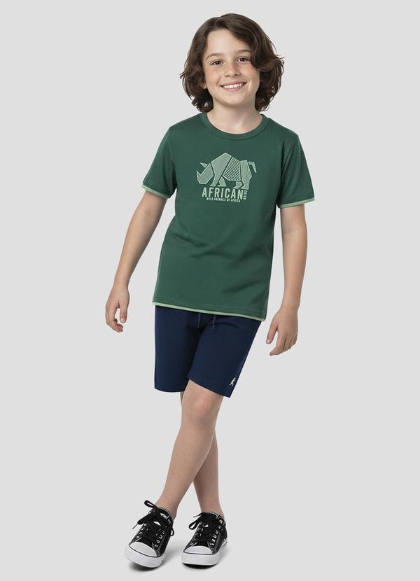Camiseta Menino Meia Malha Estampada Verde