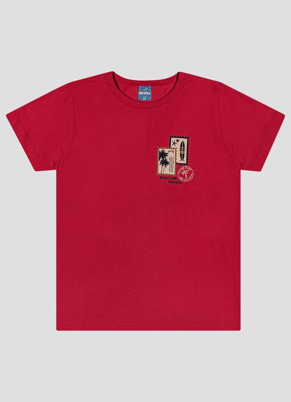 Camiseta Menino Meia Malha Estampada Vermelho
