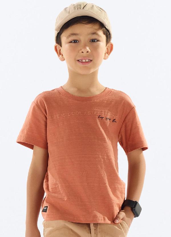 Vista 2 Camiseta Menino Meia Malha Flamê Marrom Quimby Quimby