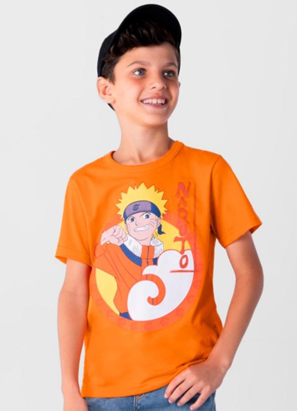 Vista 2 Camiseta Naruto Infantil Unissex Laranja Brandili Brandili