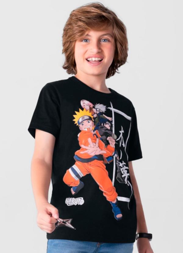 Vista 2 Camiseta Naruto Infantil Unissex Preto Brandili Brandili