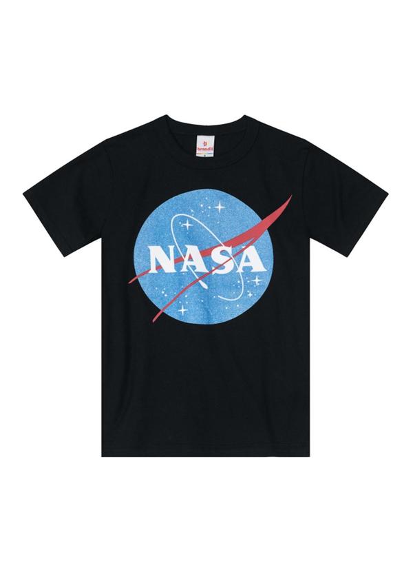 Vista 2 Camiseta Nasa Infantil Unissex em Malha Preto
